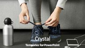  Presentation with shoe - Audience pleasing slide set consisting of woman tying up running shoe backdrop and a dark gray colored foreground