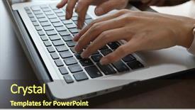  Presentation with notebook - PPT theme having woman type on notebook computer background and a wine colored foreground