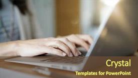  Presentation with closeup of sugarcane plants - PPT theme enhanced with woman typing on laptop keyboard background and a tawny brown colored foreground