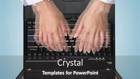  Presentation with speed - Amazing slides having woman typing on the laptop at a high rate of speed backdrop and a dark gray colored foreground