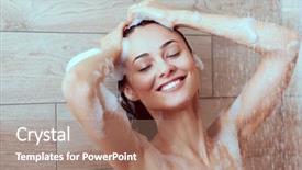 Presentation with woman in under wear - Presentation design consisting of woman under shower in bathroom background and a coral colored foreground