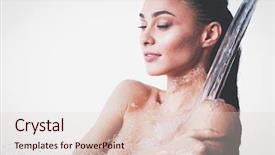  Presentation with woman in under wear - Colorful presentation design enhanced with woman under shower in bathroom backdrop and a lemonade colored foreground