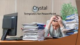  Presentation with woman in under wear - Amazing slide deck having woman under stress from excessive paper work backdrop and a light gray colored foreground
