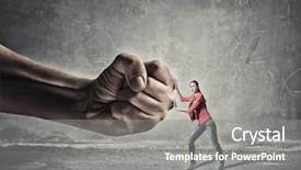  Presentation with power - Colorful slide set enhanced with woman undergo authority power backdrop and a gray colored foreground