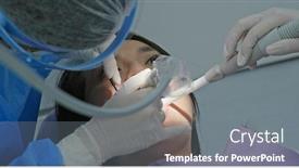  Presentation with treatment - Presentation design consisting of woman-undergo-dental-scaling-treatment background and a gray colored foreground