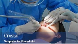  Presentation with treatment - Cool new slides with woman-undergo-dental-scaling-treatment backdrop and a ocean colored foreground