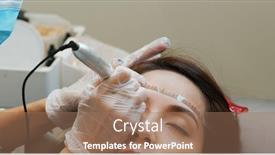  Presentation with woman in under wear - PPT theme having woman-undergo-eyebrow-microblading-permanent background and a coral colored foreground