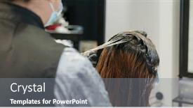  Presentation with hair color - Audience pleasing presentation theme consisting of woman-undergo-hair-treatment backdrop and a gray colored foreground