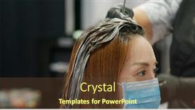  Presentation with hair color - Colorful presentation theme enhanced with woman-undergo-hair-treatment backdrop and a tawny brown colored foreground