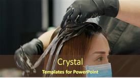  Presentation with hair color - Audience pleasing slide deck consisting of woman-undergo-hair-treatment backdrop and a tawny brown colored foreground