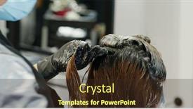  Presentation with hair color - Cool new PPT layouts with woman-undergo-hair-treatment backdrop and a wine colored foreground