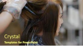  Presentation with hair salon - Slide set with woman-undergo-hair-treatment background and a tawny brown colored foreground
