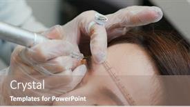  Presentation with beauty salon - Colorful slides enhanced with woman-undergo-micro-pigmentation-eyebrows backdrop and a coral colored foreground