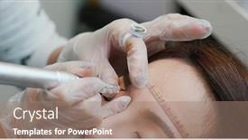  Presentation with salon - PPT theme enhanced with woman-undergo-micro-pigmentation-eyebrows background and a coral colored foreground