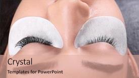  Presentation with lactation young woman breastfeeding - Presentation theme having woman undergoing eyelash extensions procedure background and a coral colored foreground