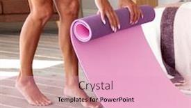  Presentation with exercise mat - Slide set featuring woman-unrolling-yoga-mat-before background and a lemonade colored foreground