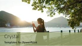  Presentation with take - Presentation with woman-use-cellphone-to-take background and a mint green colored foreground