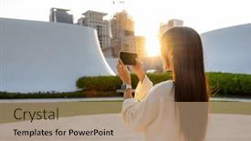  Presentation with flare - Presentation with woman-use-cellphone-to-take background and a coral colored foreground