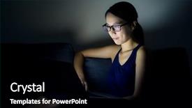  Presentation with night - PPT theme consisting of woman use laptop at night background and a black colored foreground