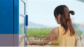  Presentation with mobile use - Cool new slide deck with woman-use-mobile-phone backdrop and a coral colored foreground