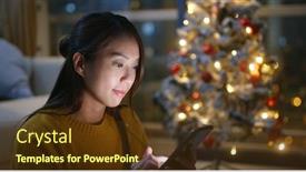  Presentation with order - PPT layouts consisting of woman-use-of-cellphone background and a tawny brown colored foreground