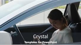  Presentation with gps - Presentation theme featuring woman-use-of-gps background and a dark gray colored foreground