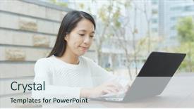  Presentation with cyber stalking computer laptop suffering - Amazing slides having woman use of laptop computer backdrop and a sky blue colored foreground