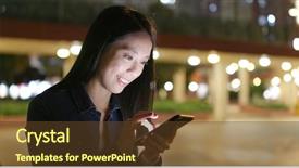  Presentation with mobile use - Presentation design consisting of woman use of mobile phone background and a tawny brown colored foreground