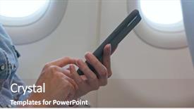  Presentation with mobile first - Theme featuring woman use of mobile phone background and a violet colored foreground