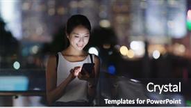  Presentation with phone tower - Cool new presentation theme with tower cellphone - woman use of mobile phone backdrop and a dark gray colored foreground