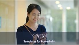  Presentation with mobile use - Presentation theme enhanced with woman use of mobile phone background and a  colored foreground