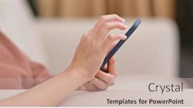  Presentation with mobile use - Audience pleasing presentation consisting of woman use of mobile phone at home backdrop and a soft green colored foreground