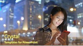  Presentation with mobile use - Audience pleasing slide deck consisting of woman use of mobile phone backdrop and a tawny brown colored foreground