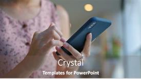  Presentation with mobile use - Theme enhanced with woman-use-of-mobile-phone background and a violet colored foreground