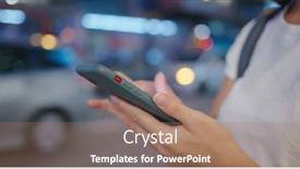  Presentation with mobile use - Theme with woman-use-of-mobile-phone background and a coral colored foreground