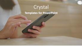  Presentation with mobile use - Colorful PPT layouts enhanced with woman-use-of-mobile-phone backdrop and a coral colored foreground