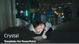  Presentation with mobile use - Audience pleasing PPT layouts consisting of woman-use-of-mobile-phone backdrop and a dark gray colored foreground