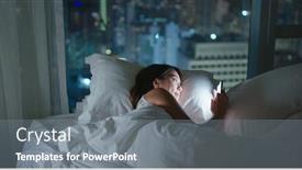  Presentation with mobile use - Colorful presentation design enhanced with woman-use-of-mobile-phone backdrop and a gray colored foreground