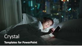  Presentation with mobile use - Audience pleasing slide set consisting of woman-use-of-mobile-phone backdrop and a dark gray colored foreground