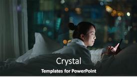  Presentation with mobile use - PPT theme with woman-use-of-mobile-phone background and a dark gray colored foreground