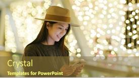  Presentation with mobile use - PPT layouts consisting of woman-use-of-mobile-phone background and a tawny brown colored foreground