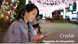  Presentation with mobile use - Presentation featuring woman-use-of-mobile-phone background and a  colored foreground