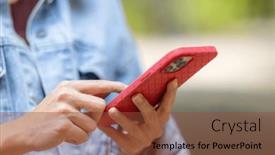  Presentation with mobile use - Presentation featuring woman-use-of-mobile-phone background and a  colored foreground