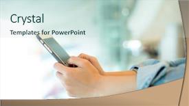  Presentation with mobile use - Cool new presentation with woman use of mobile phone backdrop and a soft green colored foreground