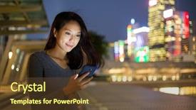  Presentation with mobile use - Beautiful theme featuring woman use of mobile phone backdrop and a tawny brown colored foreground