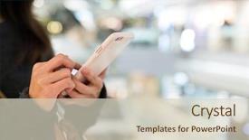  Presentation with mobile use - Colorful presentation enhanced with woman use of mobile phone backdrop and a soft green colored foreground