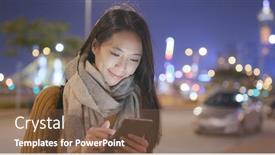  Presentation with text message - Presentation enhanced with woman use of mobile phone for text message background and a tawny brown colored foreground