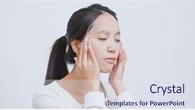  Presentation with facial - Beautiful presentation theme featuring woman use of paper mask backdrop and a sky blue colored foreground