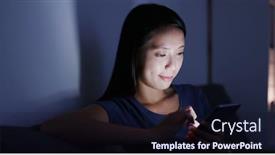  Presentation with smart home - Theme enhanced with woman use of smart phone at home background and a wine colored foreground