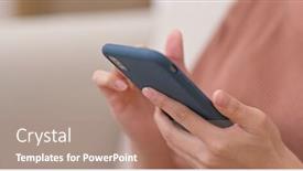  Presentation with smart home - Presentation theme featuring woman use of smart phone at home background and a coral colored foreground